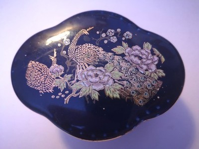 Vintage Schmuckschale mit Deckel - Kobaltblau Orientalisches Design