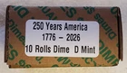2026-D Dimes [Denver] Semiquincentennial 1776-2026 - 1 sealed box of 10 rolls