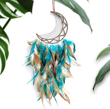 Green Dream Catchers, Large Moon Dream Catcher for Bedroom, Perfect Handmade Dre