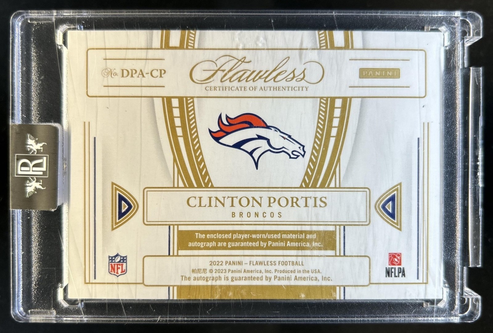 2023 Flawless Clinton Portis 2022 Update I: Distinguished Patch Auto Silver #/20 view 2