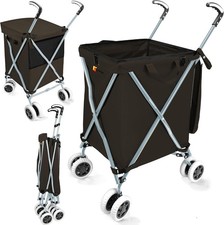 WM99100 Series Folding Shopping Cart with Wheels, Grocery Cart with Removable