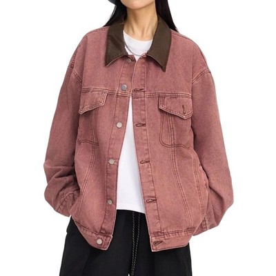 Herren Vintage Patchwork Jeansjacke Waschoptik Reverskragen Casual