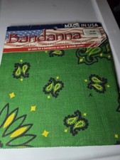 Vintage Green Paisley Bandana Made In Usa New