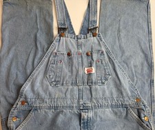 Vintage ROUND HOUSE Men's Denim Bib Carpenter Overalls Blue 42x30 USA Made