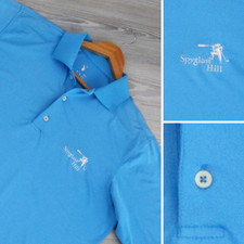 Spyglass Hill Pebble Beach Men's L Blue F G Tec Performance Golf Polo Shirt