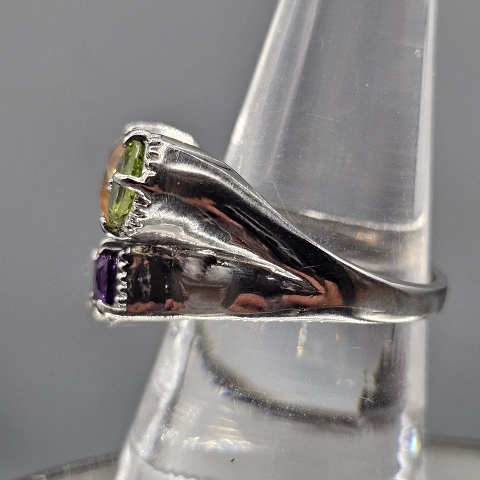 Anillo Multi Piedras Preciosas Magnate Talla 8 Acero Inoxidable Granate Peridoto Citrino Amatista Foto 4 de 4