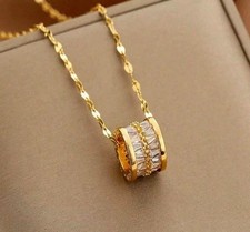 Women Necklace Cubic Zircon Pendant 18K Gold Plated Stainless Steel Jewelry Gift