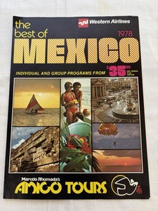 1978 Western Airlines Best of Mexico Fold Open Amigo Tours Brochure DC 10