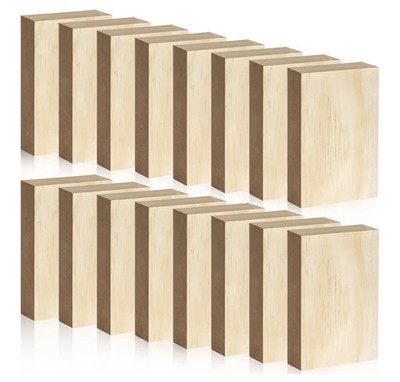 16 Pack Unfinished Wood Blocks for Crafts, 4.92X3X1 In Blocks Craft Panels