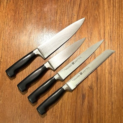 4 KNIFE LOT - Zwilling Henckels Four Star Solingen GERMANY  Chef Bread Utility