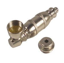 2.25 Inch Cooling Ball Tobacco Pipe With Cover ( Nickel Old Style) #11184 B-07