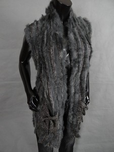 Beautiful-Paris-Paris-Brand-Grey-Cardigan-Sweater-With-Soft-Fur-And-Side-Pockets