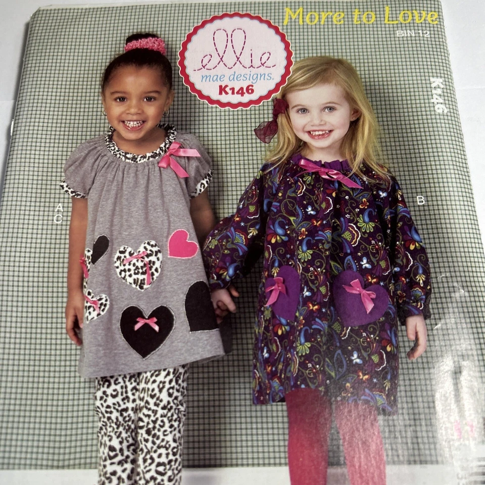 Ellie Mae Girl's A Line Tunic Dress Top Leggings Pants Sewing Pattern UNCUT 1-4 - Image 2 of 4
