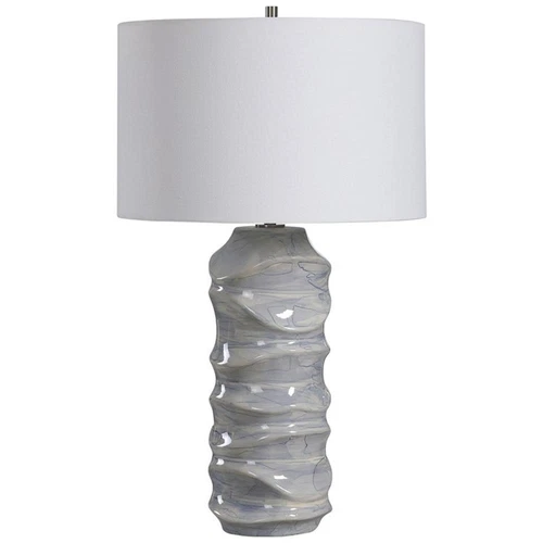 Uttermost Waves Transitional Ceramic Metal and Fabric Table Lamp in Blue/White - Picture 3 of 9