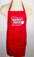Kitchen Basics Apron  Potholders Set Red Kitchen Keep Clean Protected 3 Pc Set