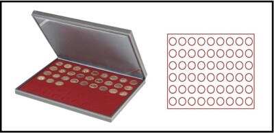 LINDNER 2364-2754E Nera M Coin Case Dark Red 54 Round Compartments 25.75 Mm