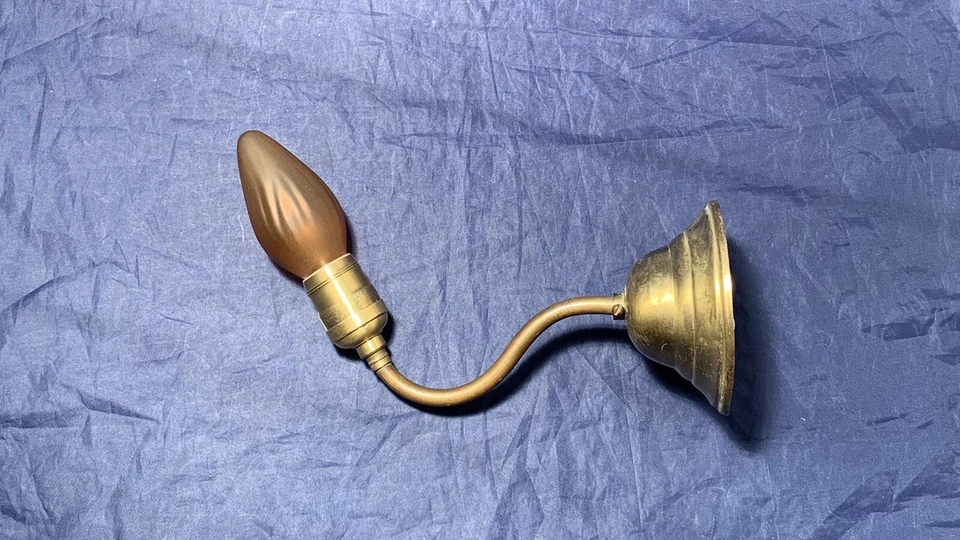 Rewired Antique Early Electric Wall Sconces Set Of 3 Three BRASS 3K - Image 3 of 4