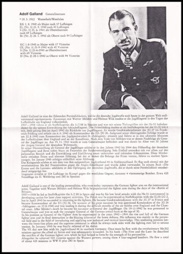 Ases de la Segunda Guerra Mundial ADOLF GALLAND KC y Paul Zorner KC Firmado Aviadores Históricos RAF Cubierta - Imagen 6 de 7