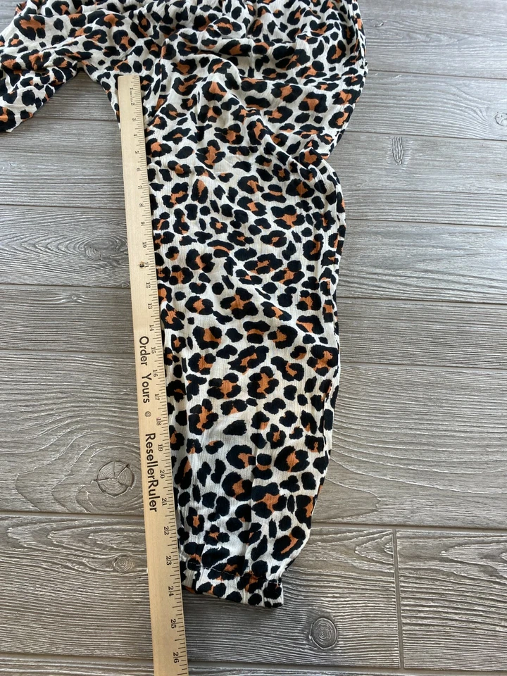 Развлекательные женские брюки для отдыха мягкий низ кисточки шнурки леопард размер большой - Изображение 4 из 4