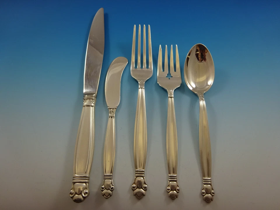 Servicio de cubiertos de plata esterlina Copenhagen by Manchester para juego de 12 65 piezas Foto 2 de 4