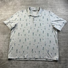 Travis Mathew Polo Shirt Mens 2XL XXL Gray All Over Print Golf Performance