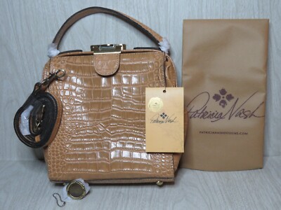 NEW Patricia Nash Nela Crocodile Embossed Biscuit North British Bag Purse READ