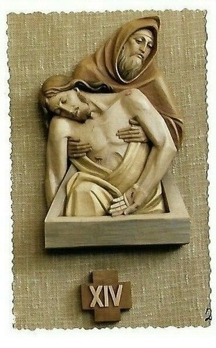 STATION OF THE CROSS CARVING XIV Number 14 / PHOTOGRAPH 4" x 2 1/2" approx