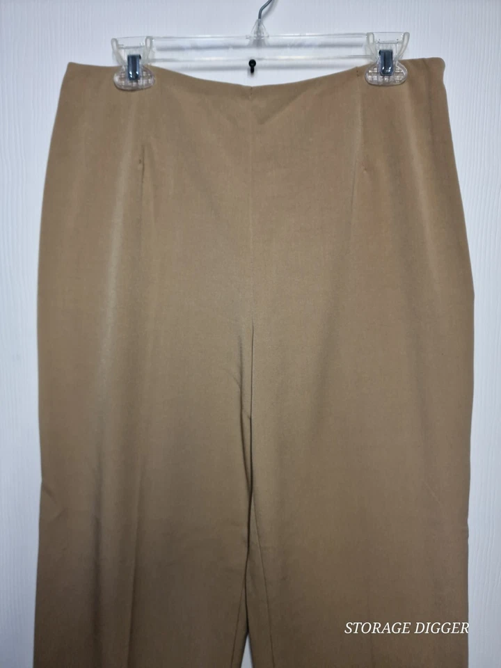 Dialogue Women's Dress Pants Straight Brown Stretch Side Zip High Rise Size 14 - Image 2 of 4