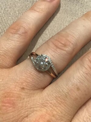 1.2 Carat Lab Created Diamond Ring Rose Gold & Platinum Plated 925 O & Half
