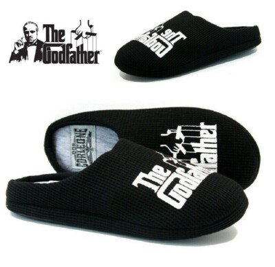 MENS THE GODFATHER NOVELTY COMFORT SLIPPERS WARM FLEECE SHOES MULES SIZE  UK