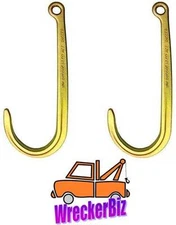 SET OF 2- G70 J HOOK with HOLE. Used on WRECKER TOW TRUCK CAR HAULER CHAIN