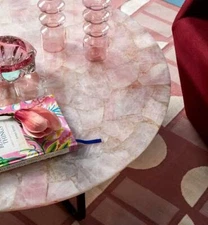 48" Rose Quartz Table Top / Quartz Coffee Round Table Top