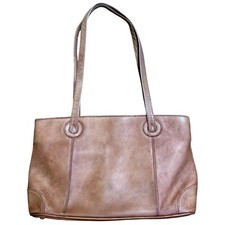 PIEL Leather Top Zip Double Handle Tote Beige...