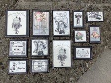 SMALL WOODEN MONOCHROME DECORATIVE PLAQUES JOB LOT BUNDLE COLLAGE  ~ SHABBY CHIC