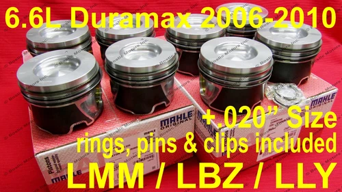 6.6L Duramax Pistons 2006-2010 LMM / LLY / LBZ +.020" OverSize w/ rings Set of 8