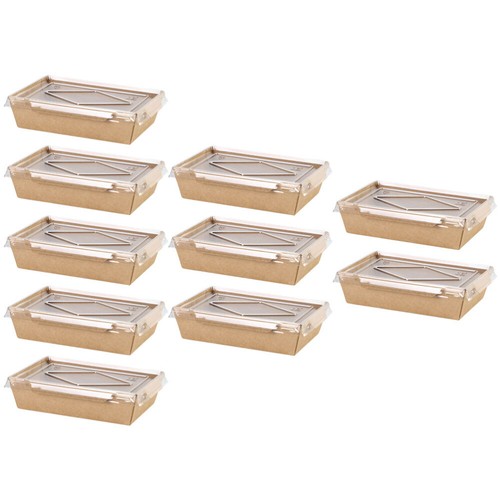 10pcs Burger Packing Boxes Picnic Food Containers 2-compartment Takeaway Boxes - Photo 6/12