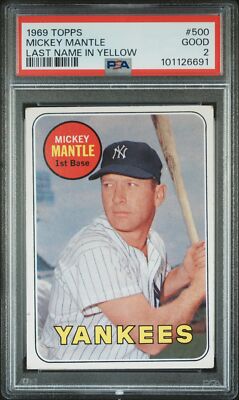 1969 TOPPS LAST NAME IN YELLOW #500 MICKEY MANTLE PSA 2 | eBay