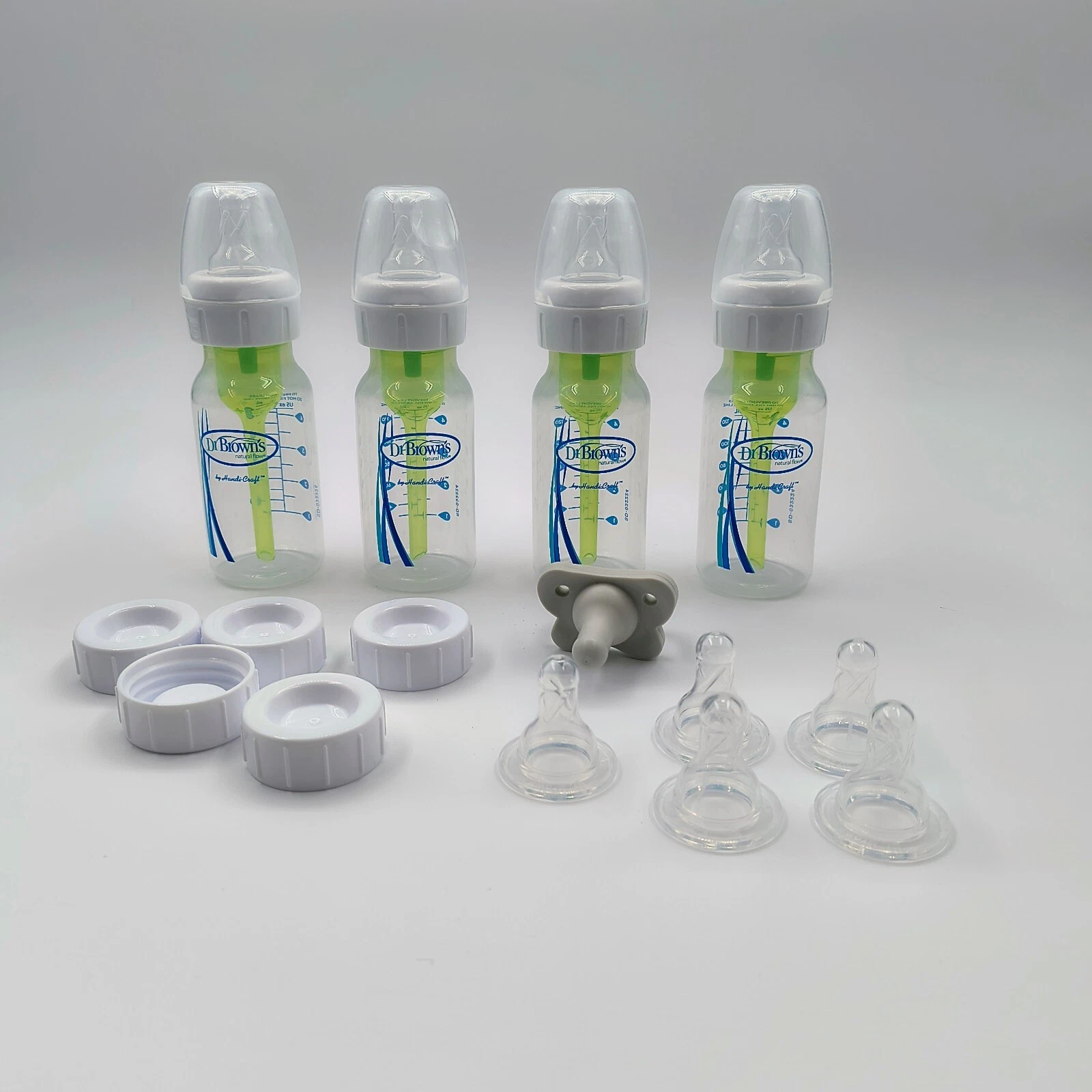 Dr Browns Set of 4, 4 Oz Bottles With Stage 1 Nipples (Without Original Package)