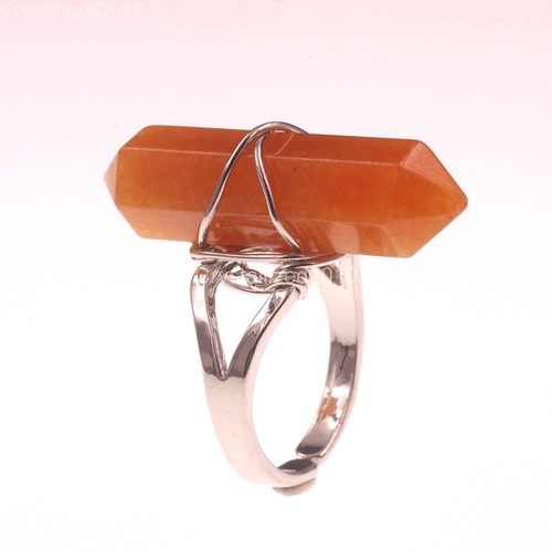 Natural Gemstones Hexagonal Pointed Reiki Chakra Beads Adjustable Ring Healing - Picture 57 of 63