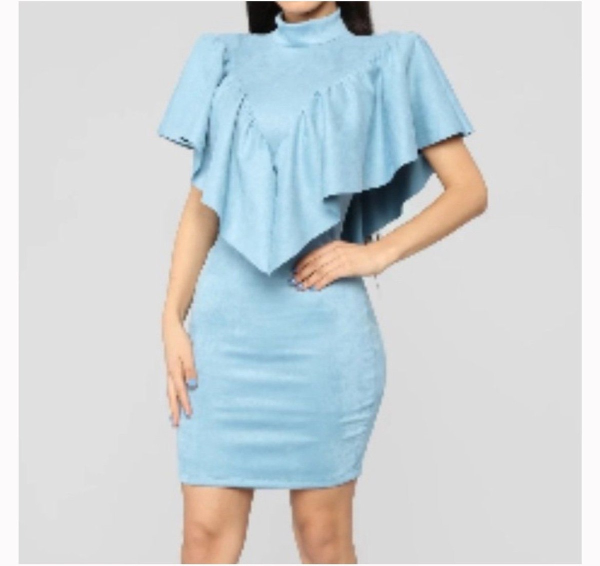 Nwt fashion nova You cant suede me Light Blue Bodycon Mini Dress
