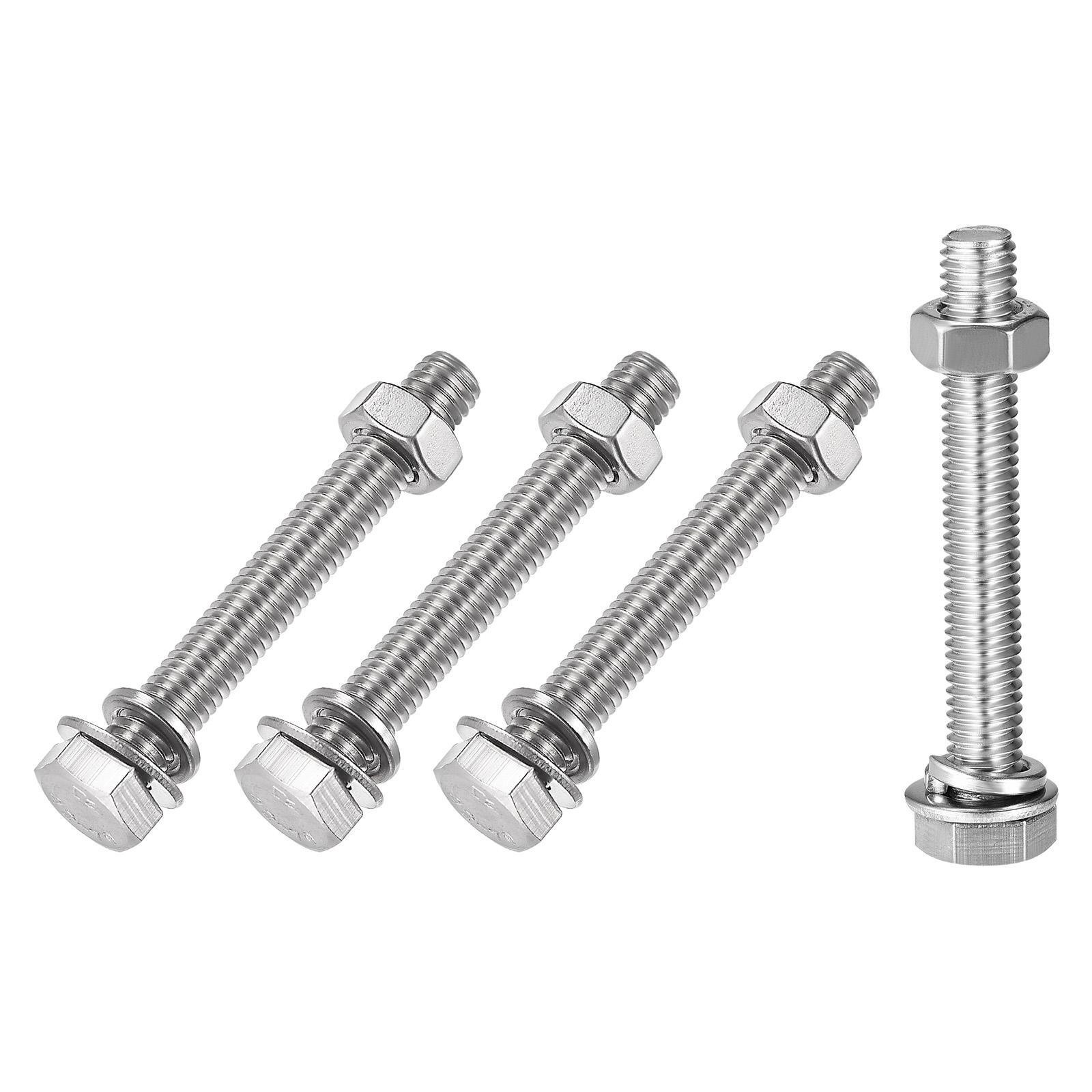 M8x55mm Hex Head Screws Bolts Nuts Washers Kit 4 Sets