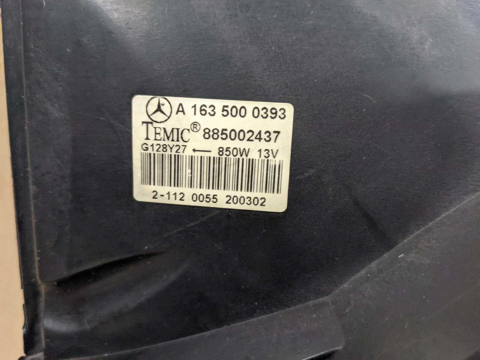 00-05 Mercedes W163 ML500 Cooling Fan Assembly OEM 1635000393 W 