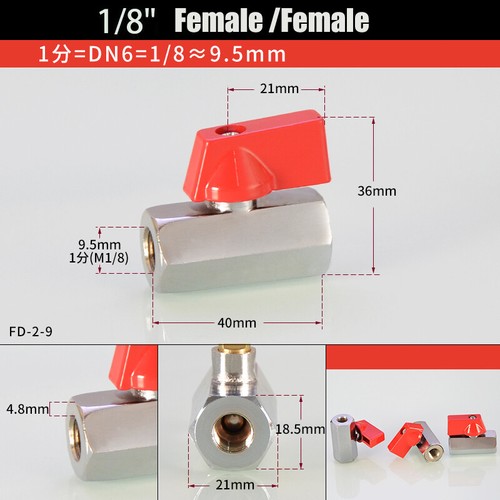 1/8" 1/4" 3/8" 1/2"Red Mini Ball Valve Stainless Steel Ball Valve Male to Female - Picture 4 of 15