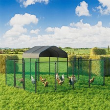 Jumb Outdoor Metal Chicken Coop Run Pen Fence Chicken Cages w/ Waterproof Cover