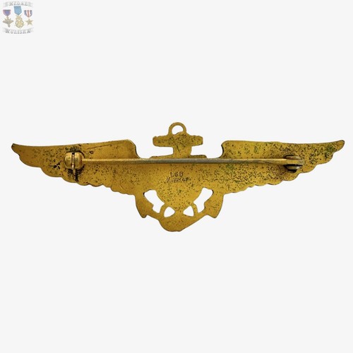 1/20 10K GOLD WWII US NAVY AVIATOR WINGS 2-3/4” SIZE PILOT BADGE L.G. BALFOUR #9 - Picture 4 of 7