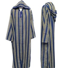 Blue Moroccan Hooded Long Sleeve Thobe Djellaba