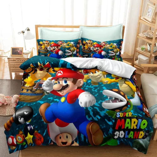 Super Mario Set Biancheria da Letto per Bambini 2/3 PZ Trapunta Copripiumino Dormitorio Singolo Matrimoniale King~ - Foto 28 di 39
