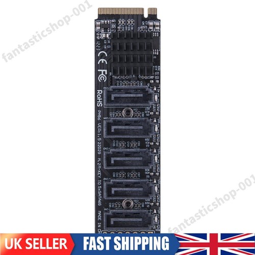 M.2 MKEY PCI-E Expansion Card SATA3.0 Adapter Converter (NVME to 5-port SATA)