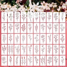 50PCS Flower Stencils for Painting, Small Botanical Crafts...
