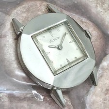 EB3: VINTAGE 10k WHITE GOLD FILLED LECOULTRE LEMON PEBBLE QUAD DIAL WATCH -Staff
